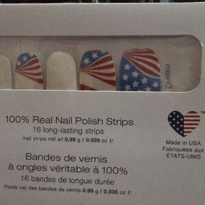 100% Real Nail Polish Strips - American Flag Design (Red, White, Blue)